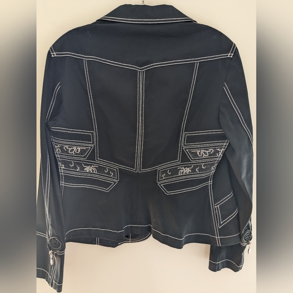 Cappopera Jeans Stitched Black Jacket Metallic Patter Size S - Picture 2 of 9